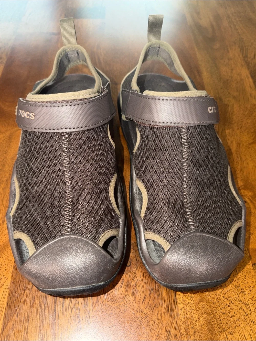 CROCS Swiftwater Men's Taupe and Beige Mesh Sport Slides